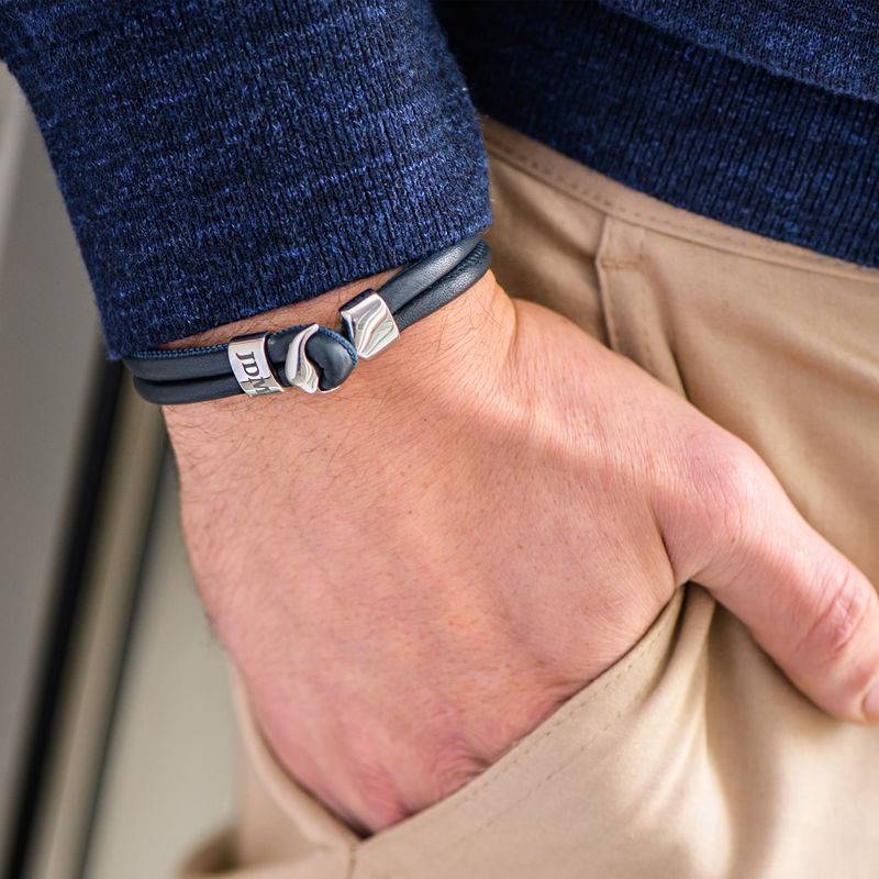 Inngravert anker armbånd for menn i sølv-5 produktbilde
