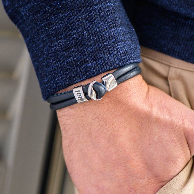 Anchor Bracelet for Men with Engraved Initial in Stainless Steel-2 product photo
