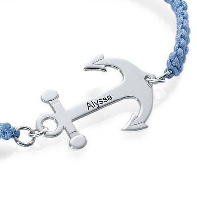 Anchor Bracelet with Engraving - Cord Style-2 product photo