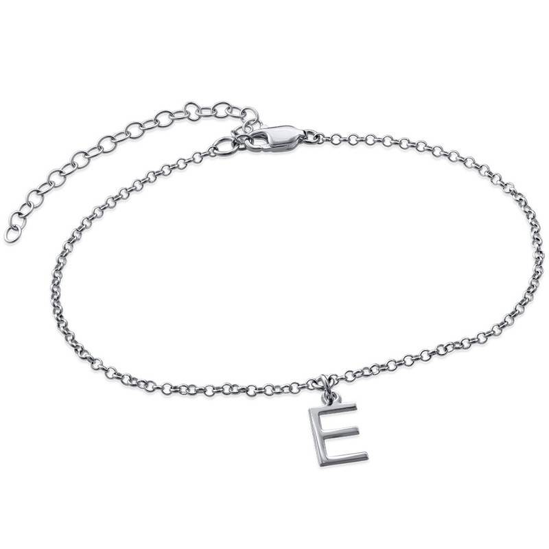 Ankle Bracelet with Initial in Sterling Silver-1 product photo