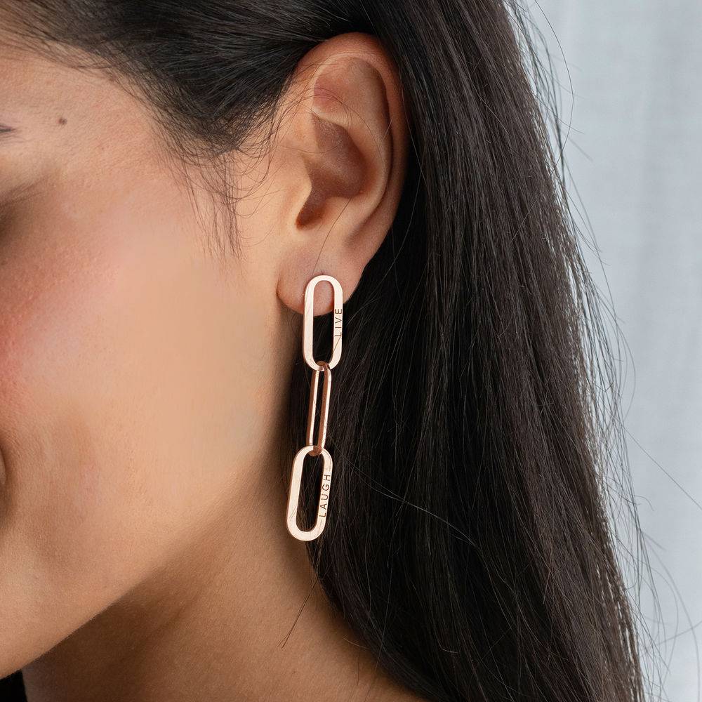 Boucles d'oreilles Aria avec chaîne à maillons en Plaqué Or Rose 18 carats-3 photo du produit