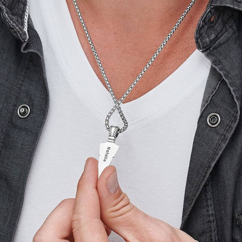 Pilespids halskæde til mænd i sølv-4 produkt billede