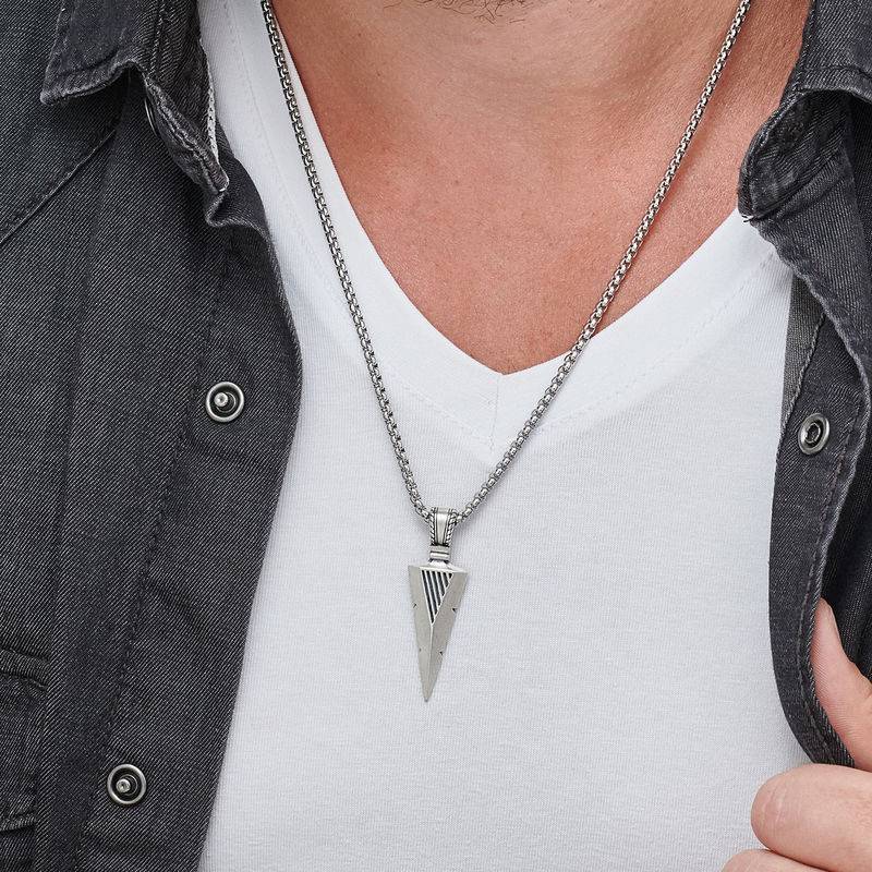 Pilespids halskæde til mænd i sølv-5 produkt billede