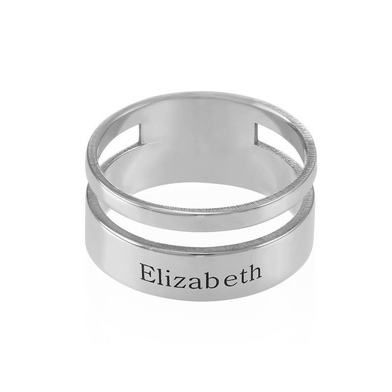 Asymmetrische Zilveren Ring met Naam Productfoto