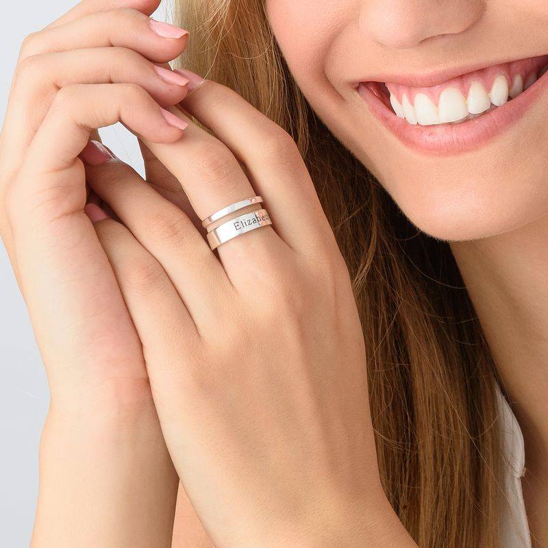 Asymmetrische Zilveren Ring met Naam-3 Productfoto