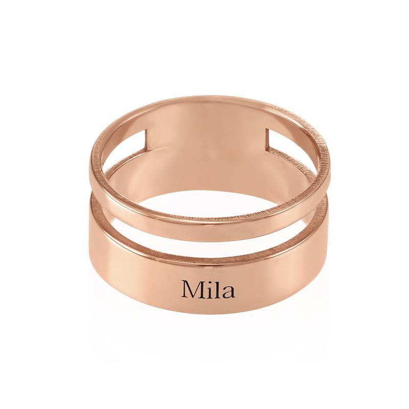 Asymmetrische Rosé-Vergulde Ring met Naam-2 Productfoto