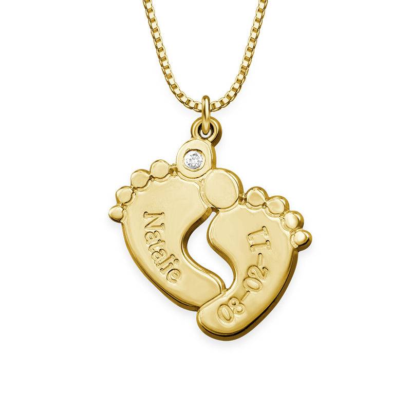 Baby Feet Necklace with Diamond in 18ct Gold Plating product photo
