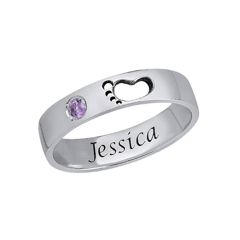 Baby Feet Ring with Inner Engraving in Sterling Silver product photo