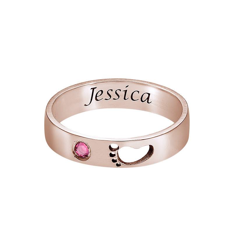 Baby Feet Ring with Inner Engraving in 18ct Rose Gold Plating-3 product photo