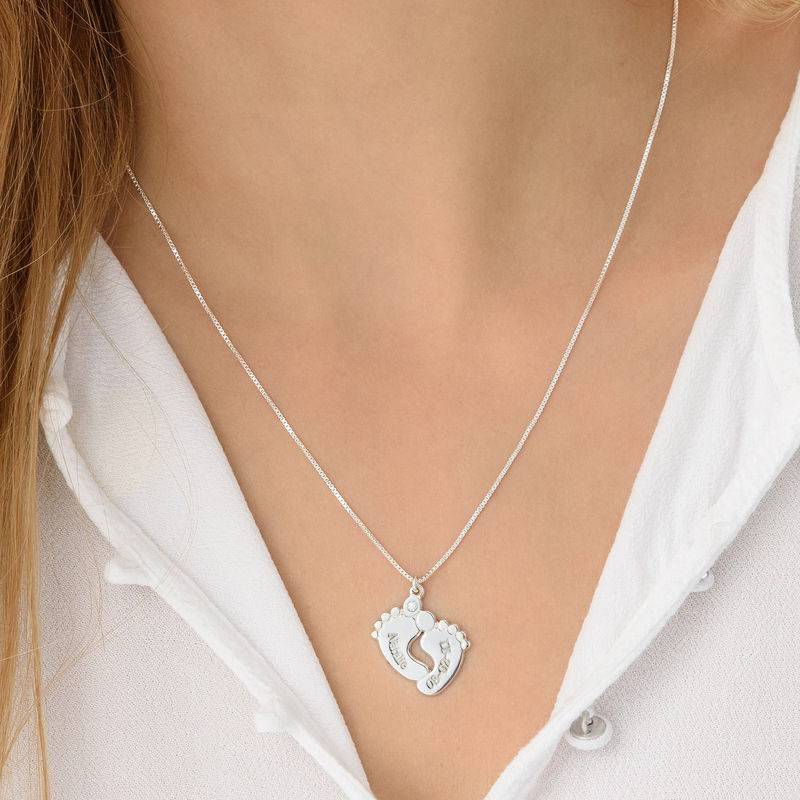 Baby Feet Diamond Necklace in Sterling Silver-2 product photo
