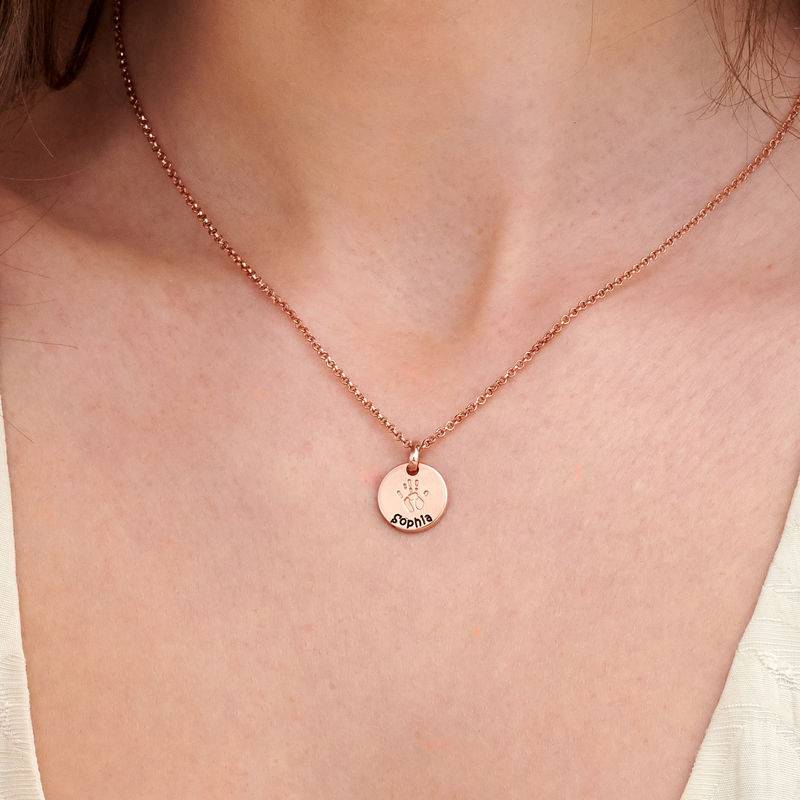 Baby Hand Engraved Charm Necklace in Rose Gold Plating-5 product photo