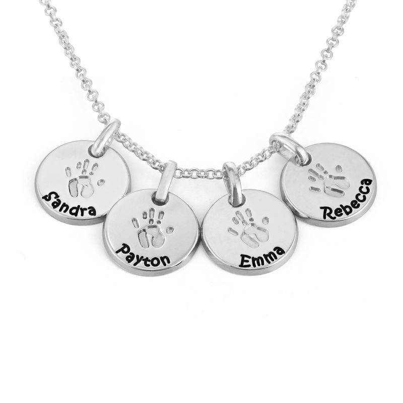 Rund halskæde med navn og babyhåndaftryk i sølv-6 produkt billede