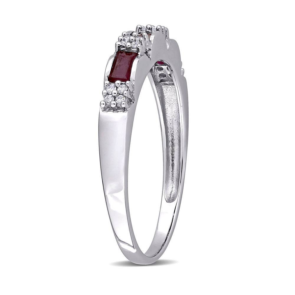 Baguette-Cut Ruby Eternity Ring in 10k White Gold with Diamonds-3 product photo