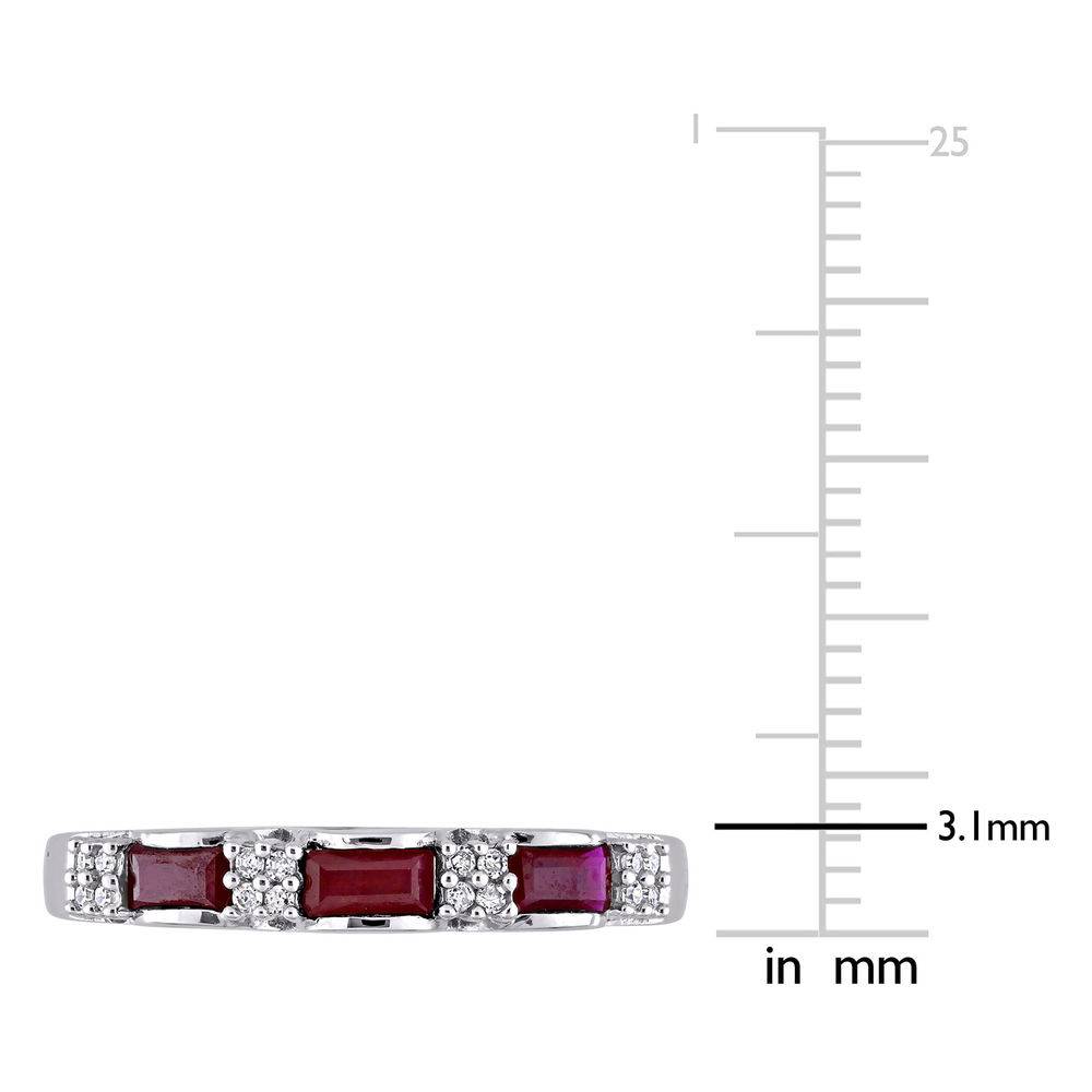 Baguette-Cut Ruby Eternity Ring in 10k White Gold with Diamonds-6 product photo
