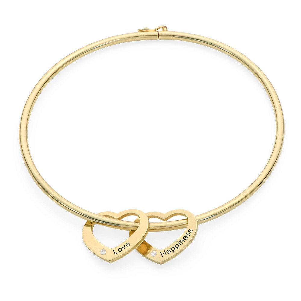 Chelsea Bangle with Heart Pendants in 18k Gold Plating with Diamonds product photo