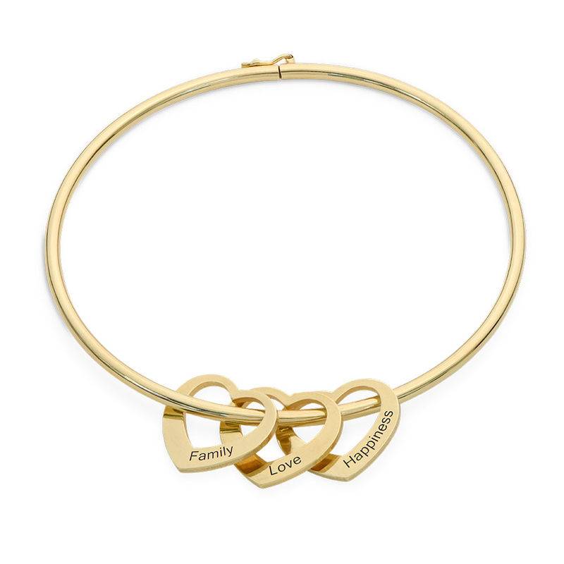 Chelsea Bangle with Heart Pendants in 18ct Gold Plating-4 product photo