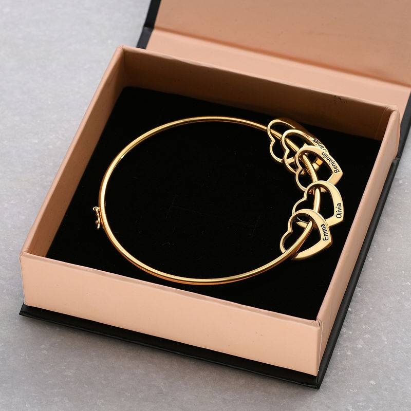 Chelsea Bangle with Heart Pendants in 18ct Gold Plating product photo