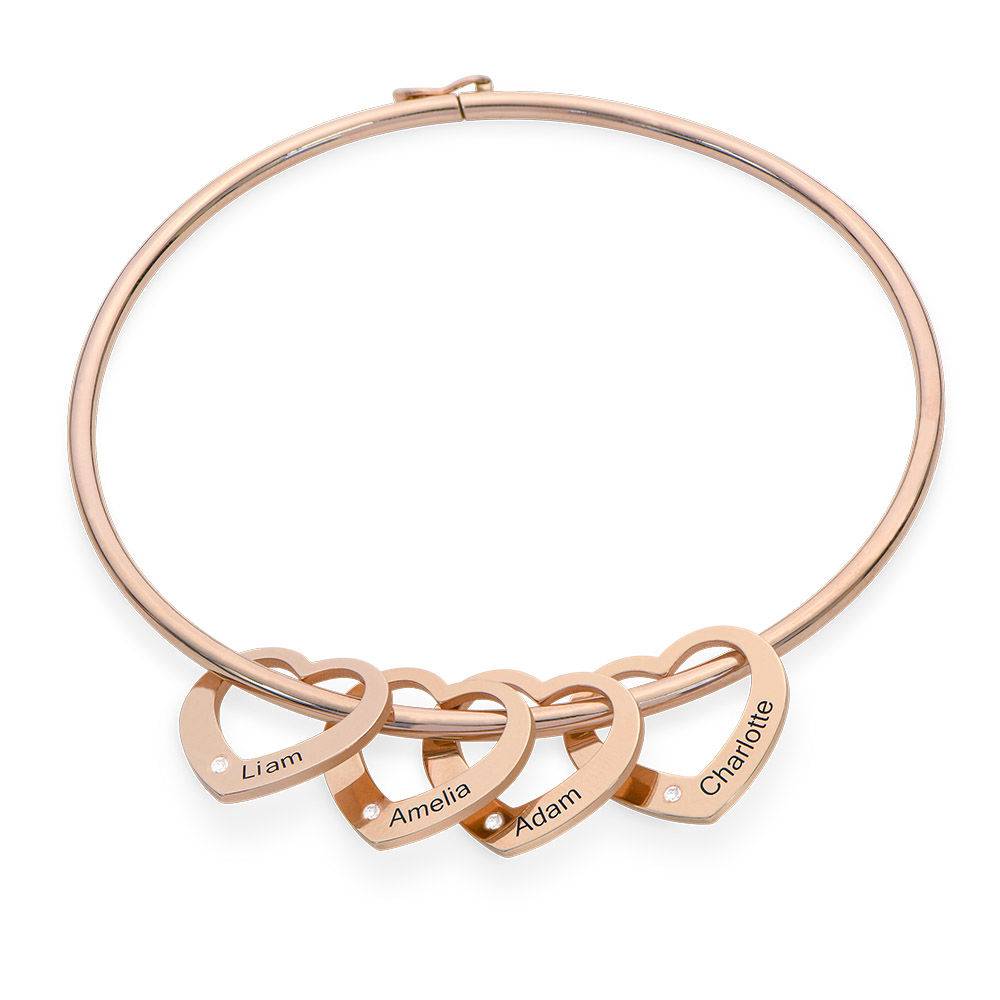 18k rosé vergulde Chelsea armband met hangende hartjes en diamanten Productfoto