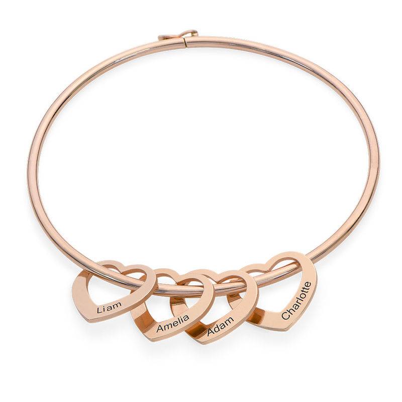 Chelsea Bangle with Heart Pendants in 18ct Rose Gold Plating-2 product photo