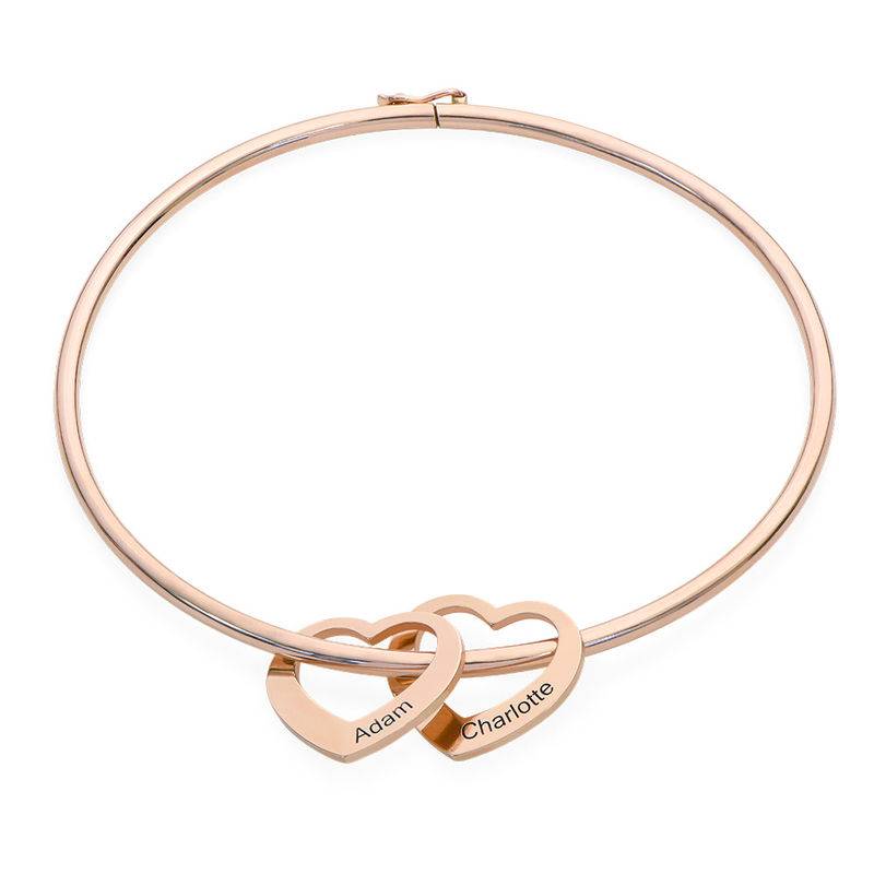 Chelsea Bangle with Heart Pendants in 18ct Rose Gold Plating-2 product photo