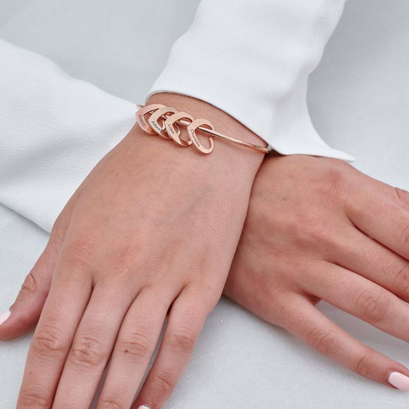 Chelsea Bangle with Heart Pendants in 18ct Rose Gold Plating-4 product photo