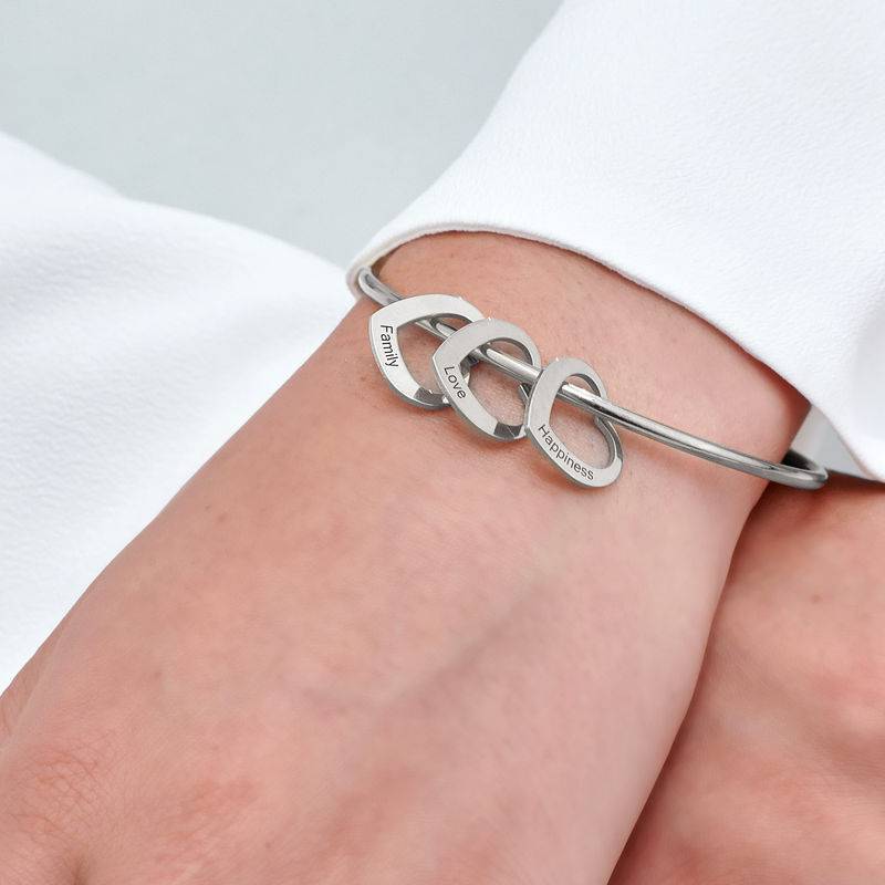 Chelsea Bangle with Heart Pendants in Sterling Silver-6 product photo