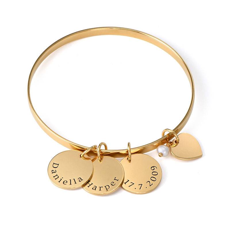 Bangle Bracelet with Personalised Pendants in Gold Plating product photo