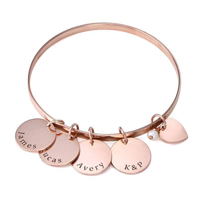 Bangle Bracelet with Personalised Pendants in Rose Gold Plating product photo
