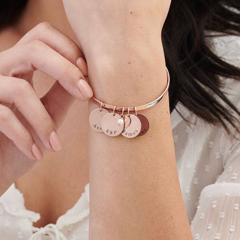 Bangle Bracelet with Personalised Pendants in Rose Gold Plating-1 product photo