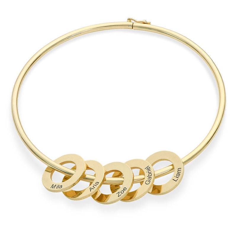 Bangle armbånd med cirkelformede charms - guldbelagt produkt billede