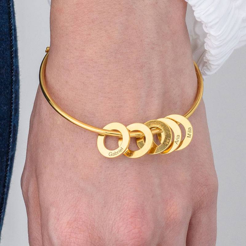 Bangle Bracelet with Round Shape Pendants in 18ct Gold Plating-5 product photo