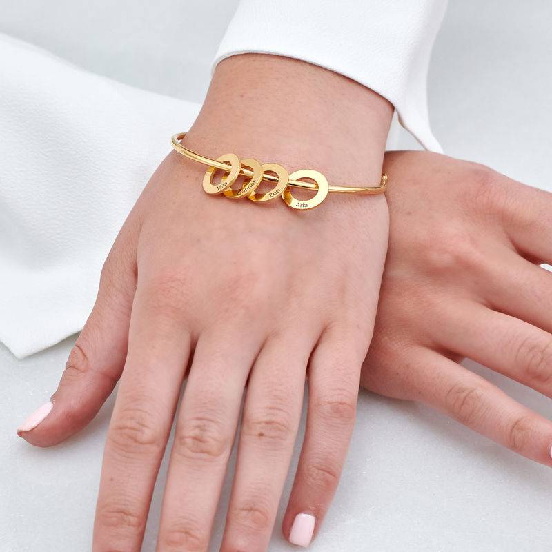 Bangle Bracelet with Round Shape Pendants in 18ct Gold Vermeil-1 product photo