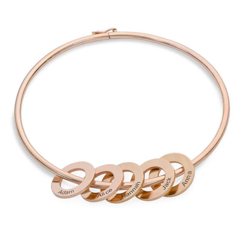 Bangle Bracelet with Round Shape Pendants in 18ct Rose Gold Plating-1 product photo