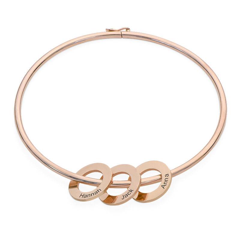 Bangle Bracelet with Round Shape Pendants in 18ct Rose Gold Plating-2 product photo