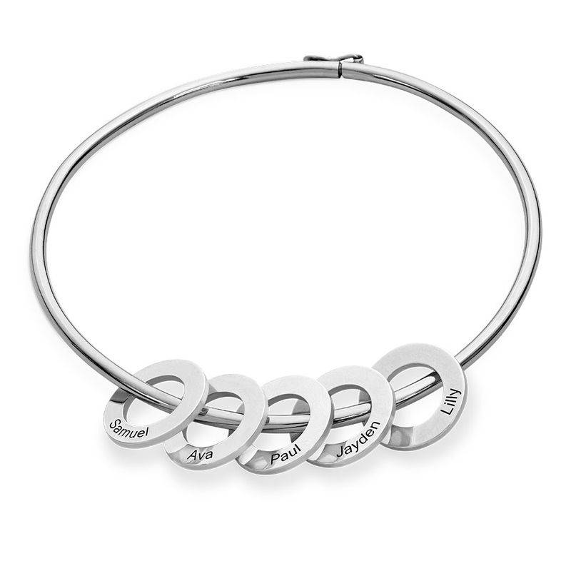 Sterling Silver 925 Bangle Bracelet with Round Shape Pendants in silver product photo