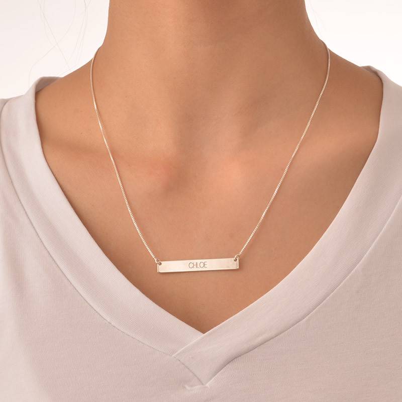 Bar Necklace All Capital Letters in Sterling Silver-2 product photo
