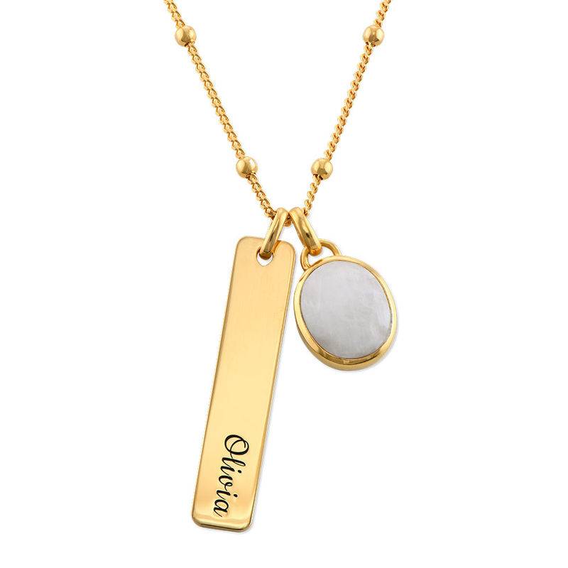 Bar Necklace in Gold Plating with Semi-Precious Gemstone product photo