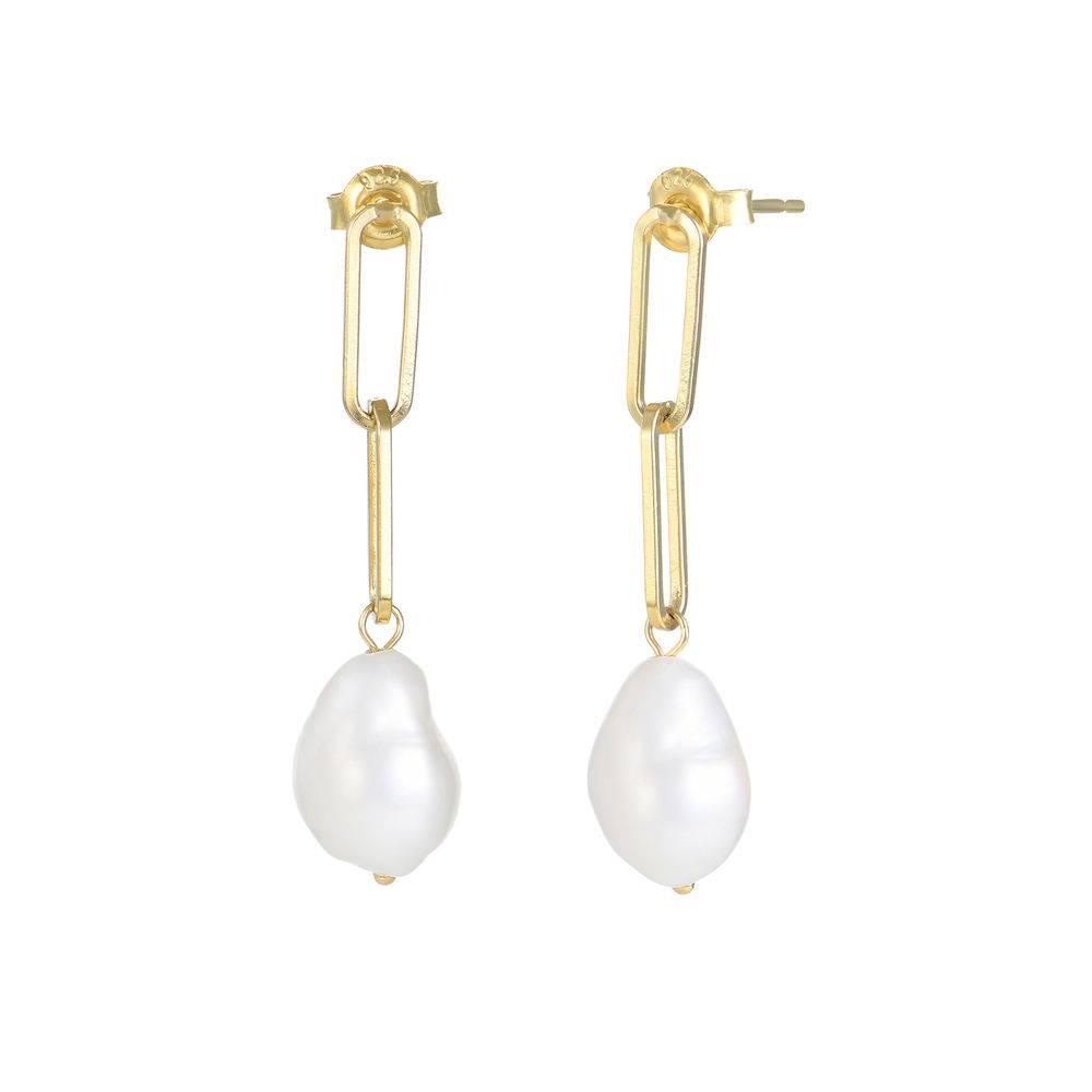 Baroque Pearl Links Earrings in 18ct Gold Plating-3 product photo