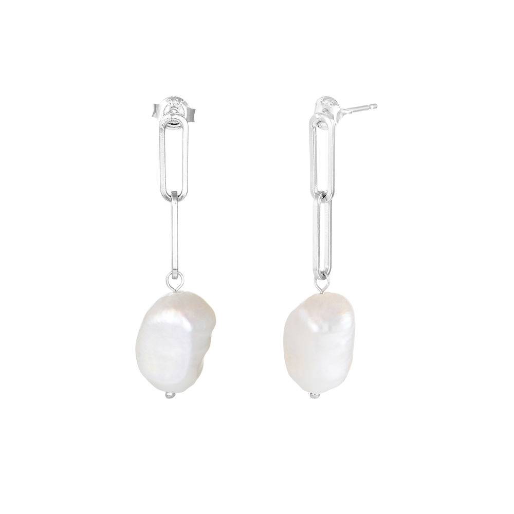Baroque Pearl Links Earrings in Sterling Silver-3 product photo