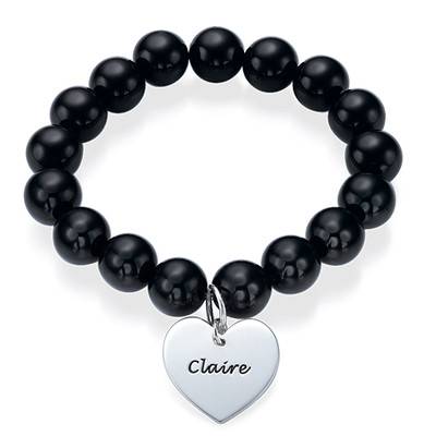 Bracelet de perles pendentif coeur en Argent 925-3 photo du produit