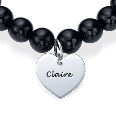 Bracelet de perles pendentif coeur en Argent 925-1 photo du produit