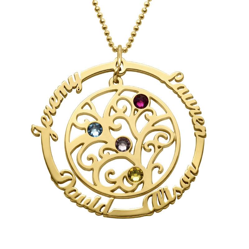Birthstone Family Tree Necklace with Gold Plating product photo