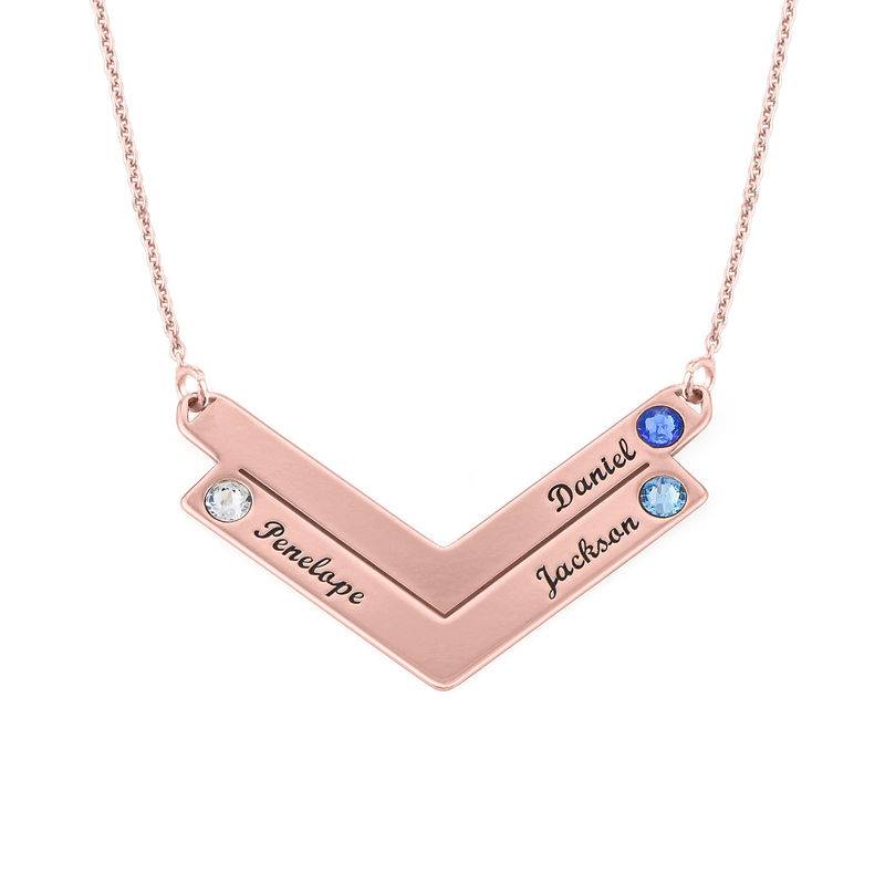 Birthstone Personalised Family Necklace in Rose Gold Plating product photo