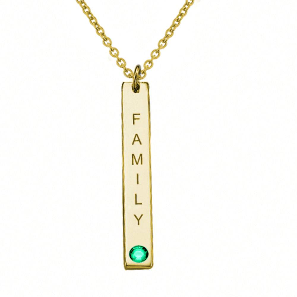 Birthstone Vertical Bar Necklace For Mothers-2 product photo