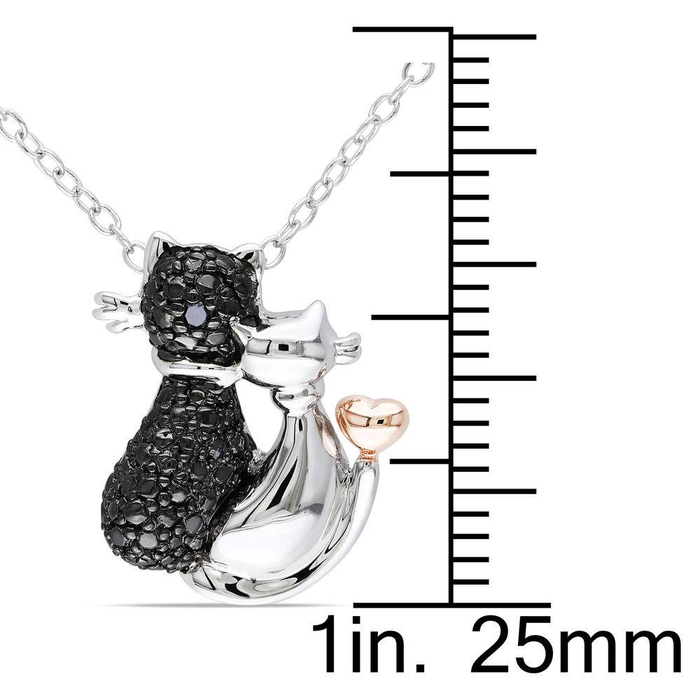 Black Diamond Cats Necklace in Sterling Silver with Rose Gold Plated details and Rhodium Plated-5 product photo