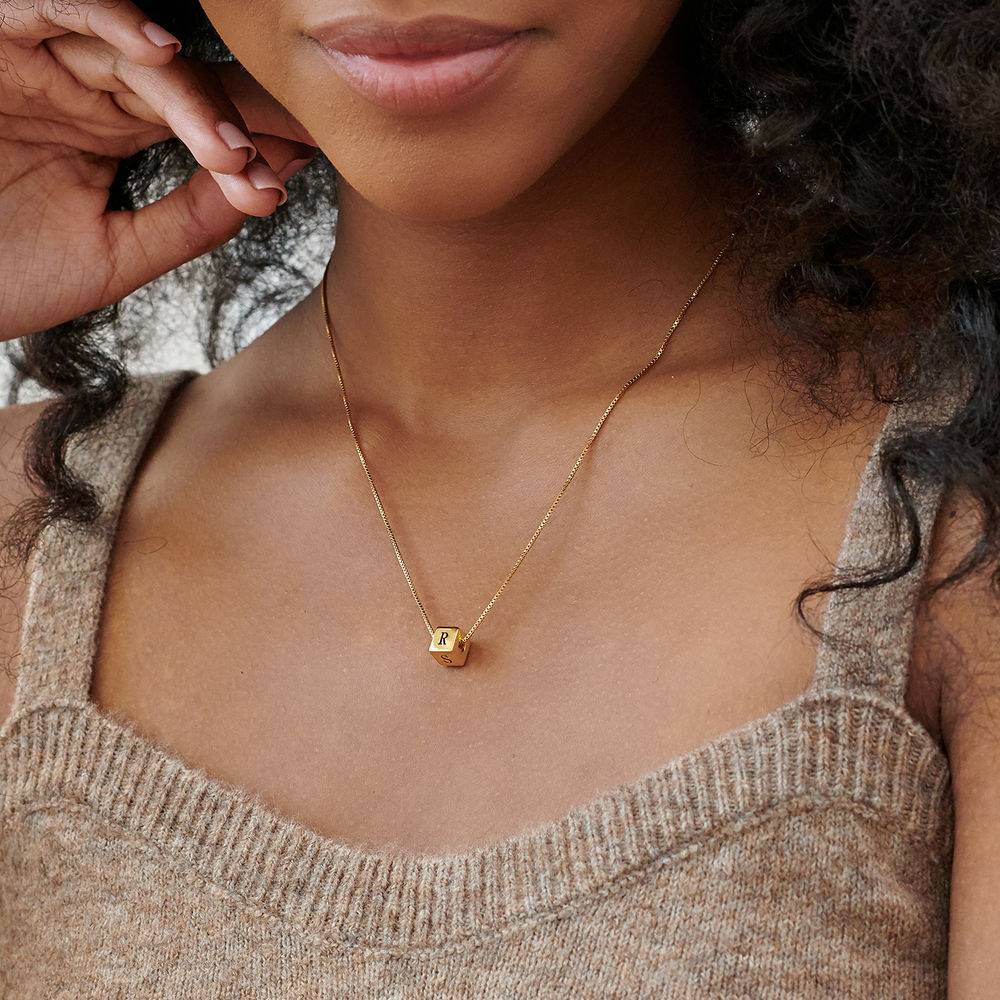 Blair Initial Cube Necklace in Gold Plating-1 product photo