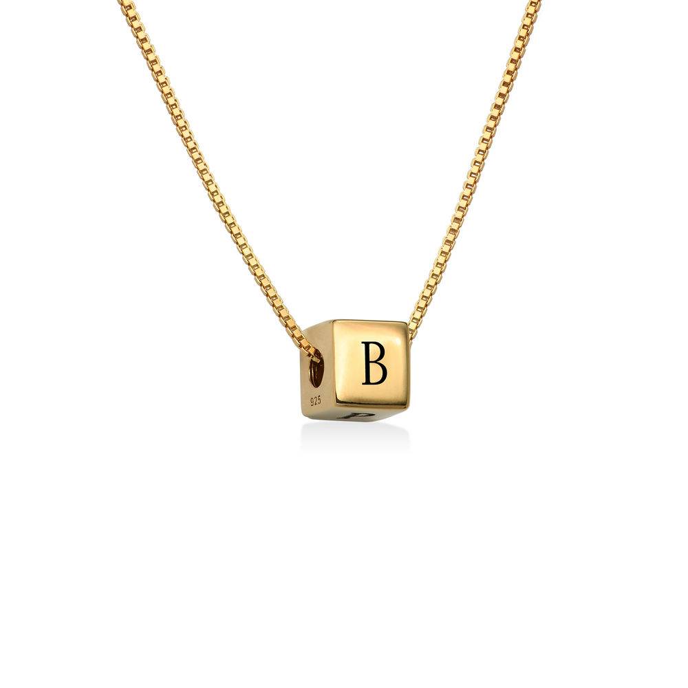 Blair Initial Cube Necklace in Gold Vermeil-2 product photo