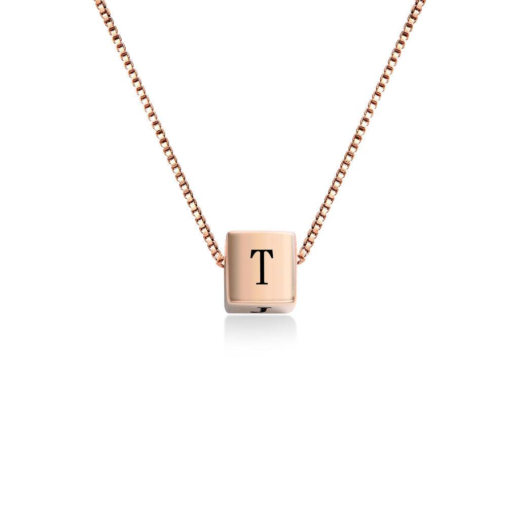 Blair Initial Cube Necklace in Rose Gold Plating-4 product photo