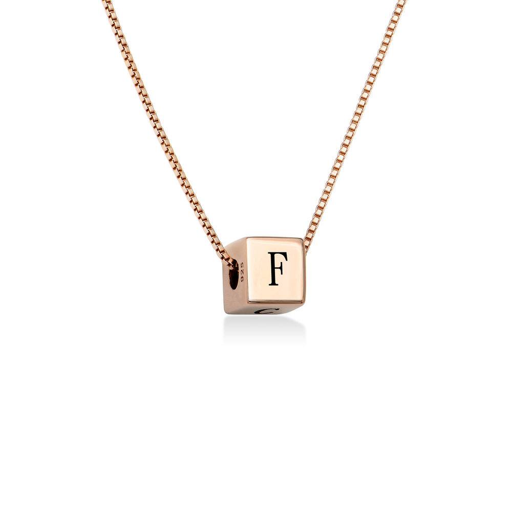Blair Initial Cube Necklace in 18ct Rose Gold Plating-4 product photo