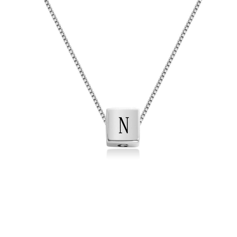 Blair Initial Cube Necklace in Sterling Silver-5 product photo